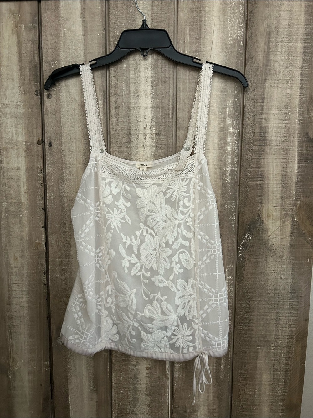 Anthropologie/Tiny cream sheer print tank, S
